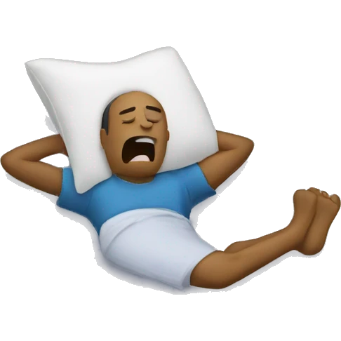 man snoring on bed with "Z" emoji emoji