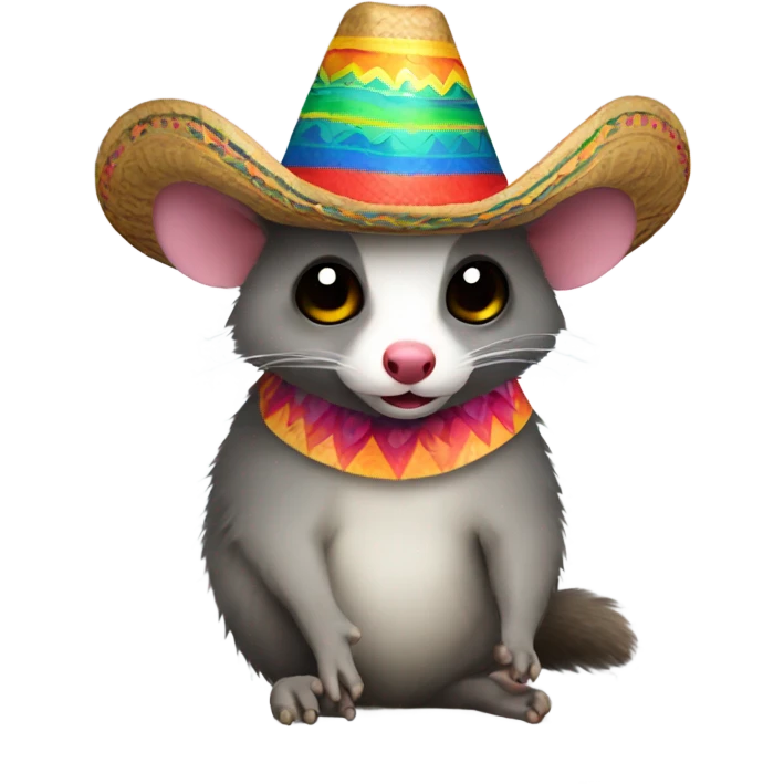 Possum with colorful sombrero emoji