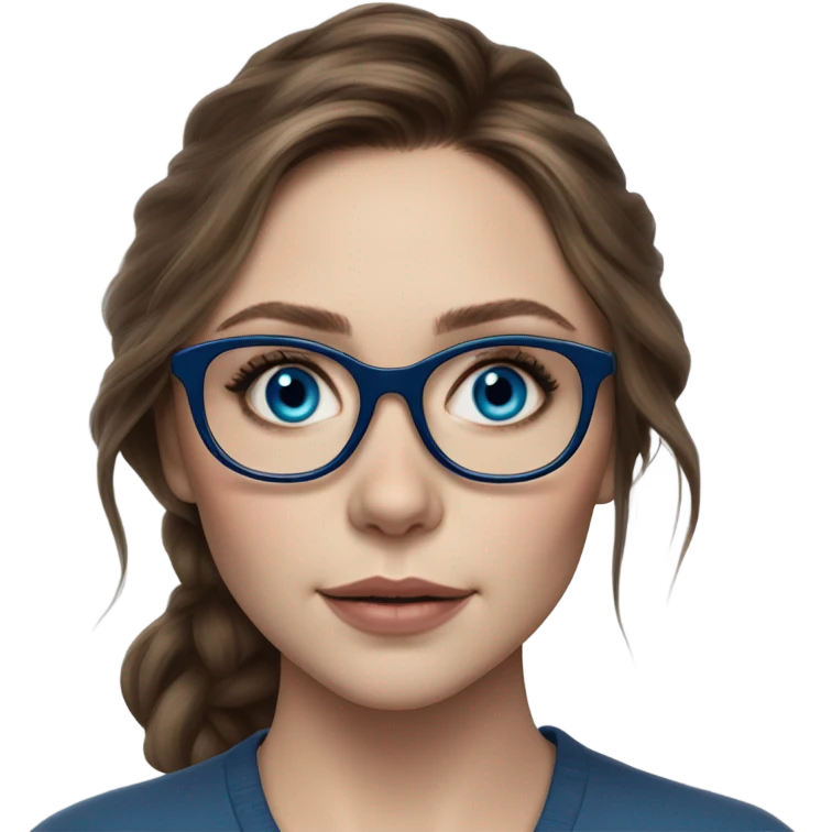 Hyper Realistic Elizabeth Olsen brunette blue eyes wearing glasses  emoji