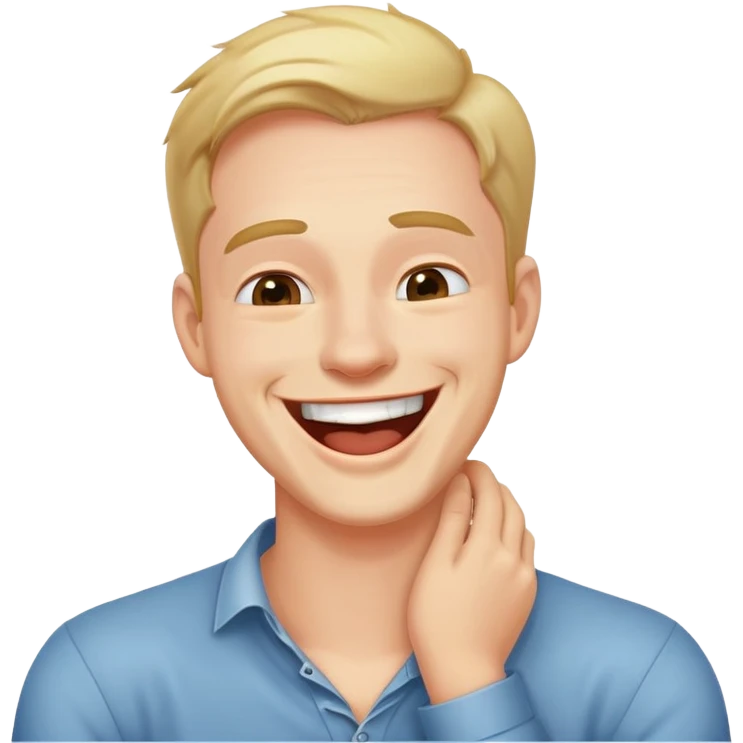 man laughing holding neck emoji