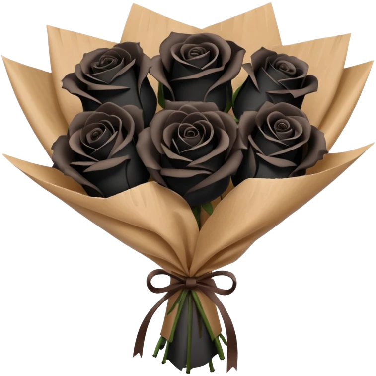 boquet of black roses in a paper package emoji