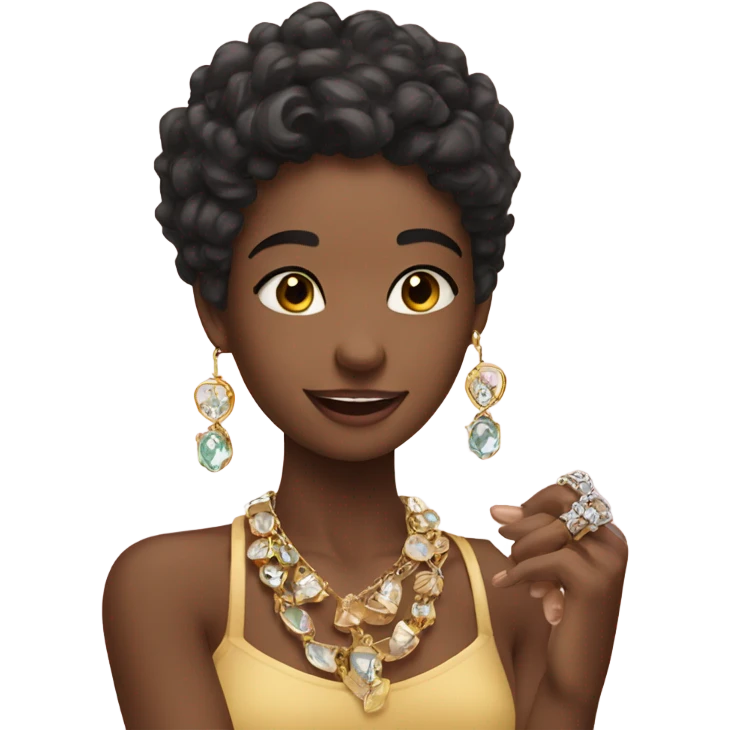 cute selfie with jewelry hug emoji