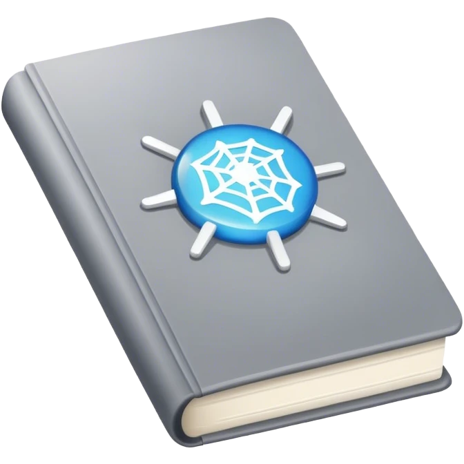 magical grey book of networking with a web emoji