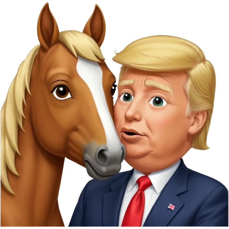 Donald trump kissing a horse named bubba emoji