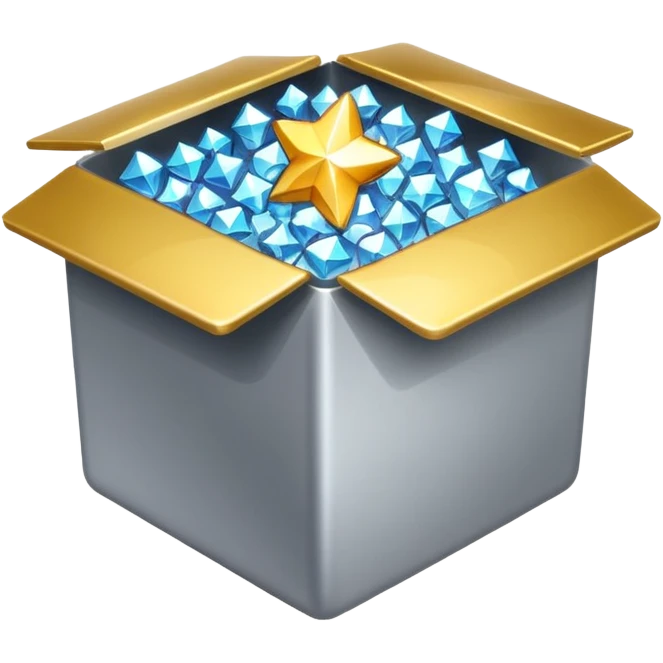 emoji of open box with sparkles inside emoji