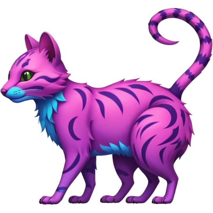 Neon-colored fantasy feline-canine-rodent-marsupial-critter-vernid-fursona animal creature full body with intricate markings  emoji