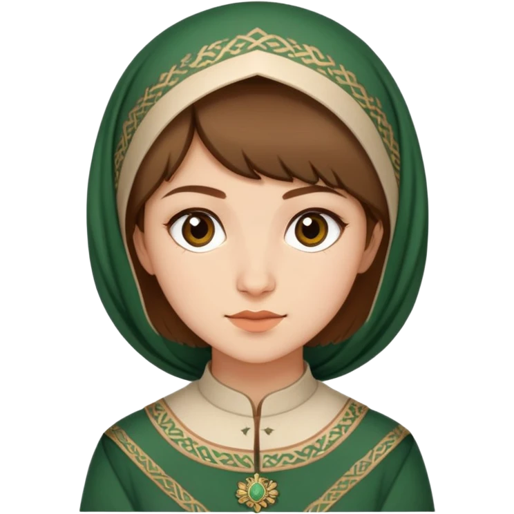20-year-old Chechen girl with short brown hair in classic Chechen outfit emoji