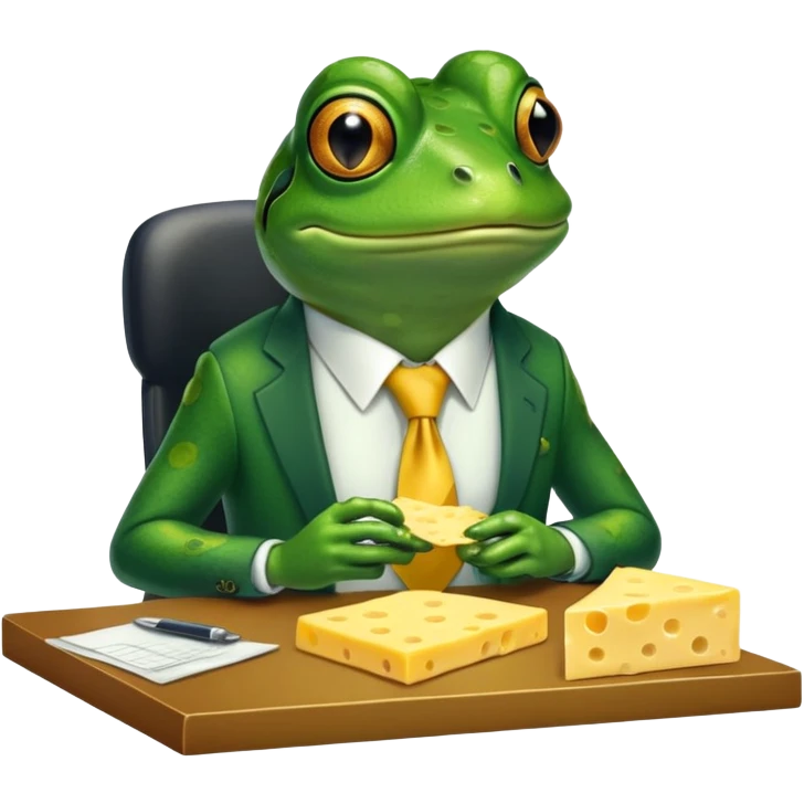 Frog eating cheese at work  emoji