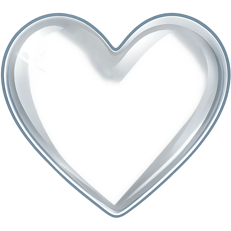 heart with a transparent glass effect, clean digital illustration emoji