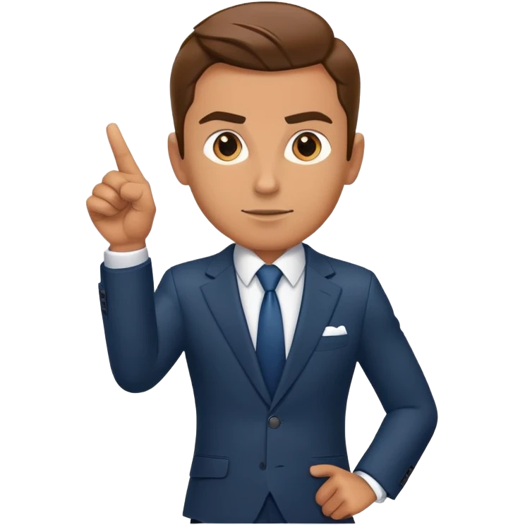 Confident business leader pointing forward with determination emoji