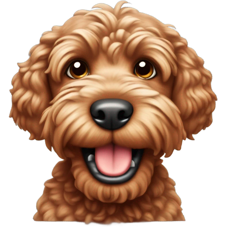 Red cockapoo dog winking  emoji