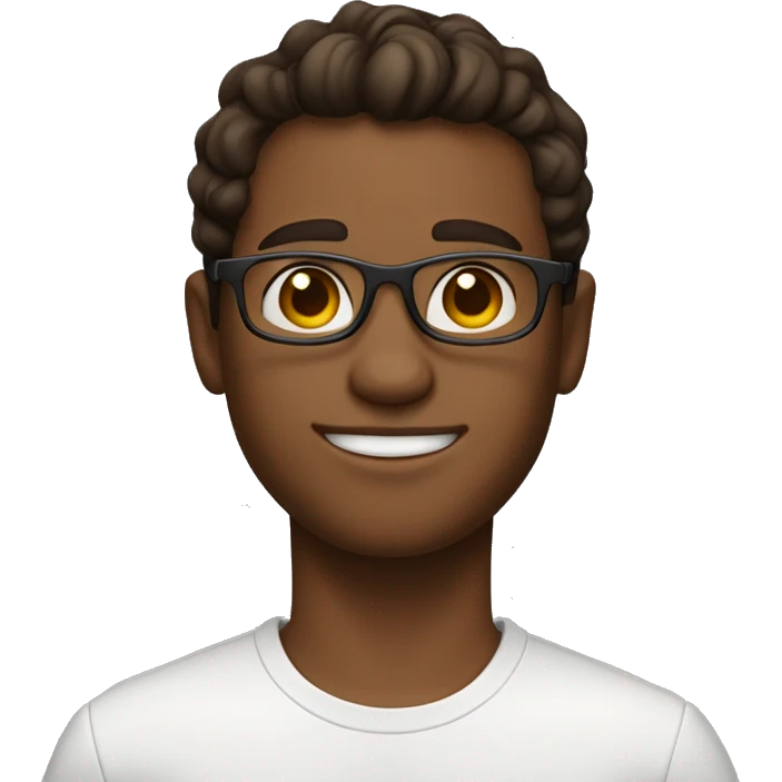 boywith skin and brown hair  wear glasess and white shirt say hllow with hand  emoji