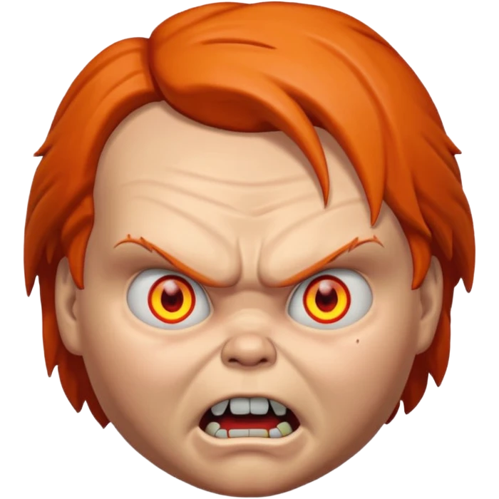 Tête de chucky énerver avec les yeux orange emoji