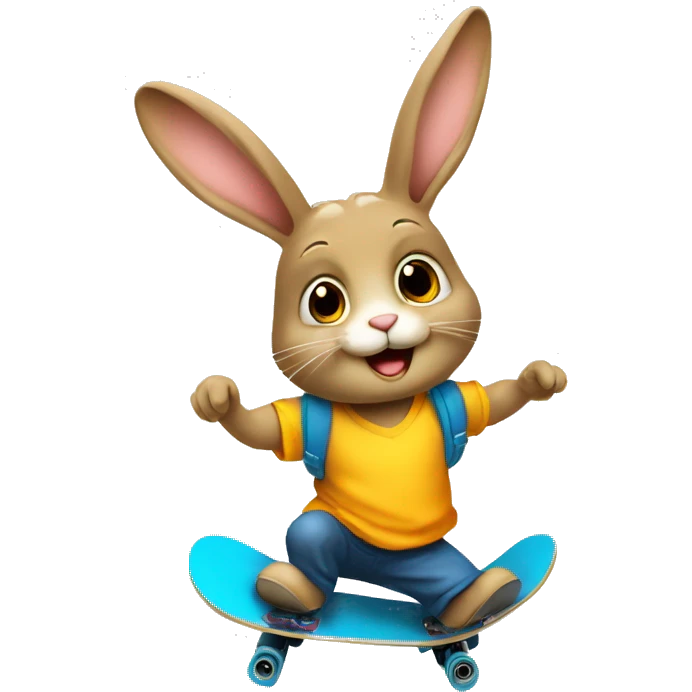 Un lapin en skateboard emoji