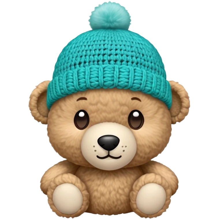 Teddy mit türkiser gehäkelter Mütze emoji