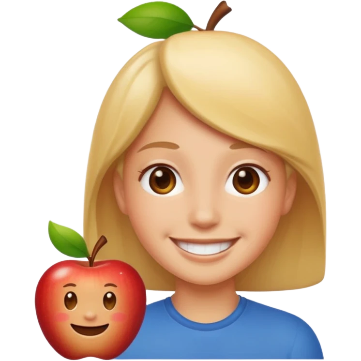 portrait of a person inspired by the reference image, smiling expression, simple background, apple emoji style emoji