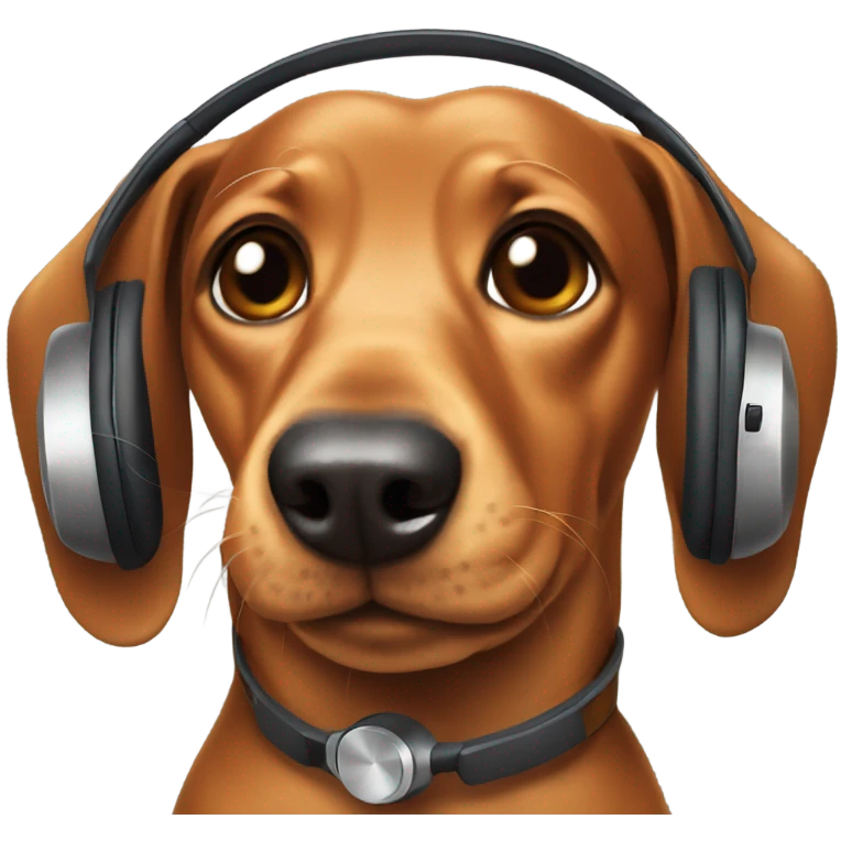 Weiner dog with headphones emoji
