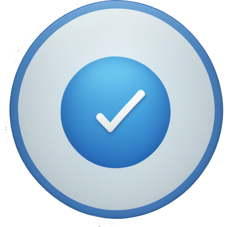 Full blue circle with a white single tick in it emoji
