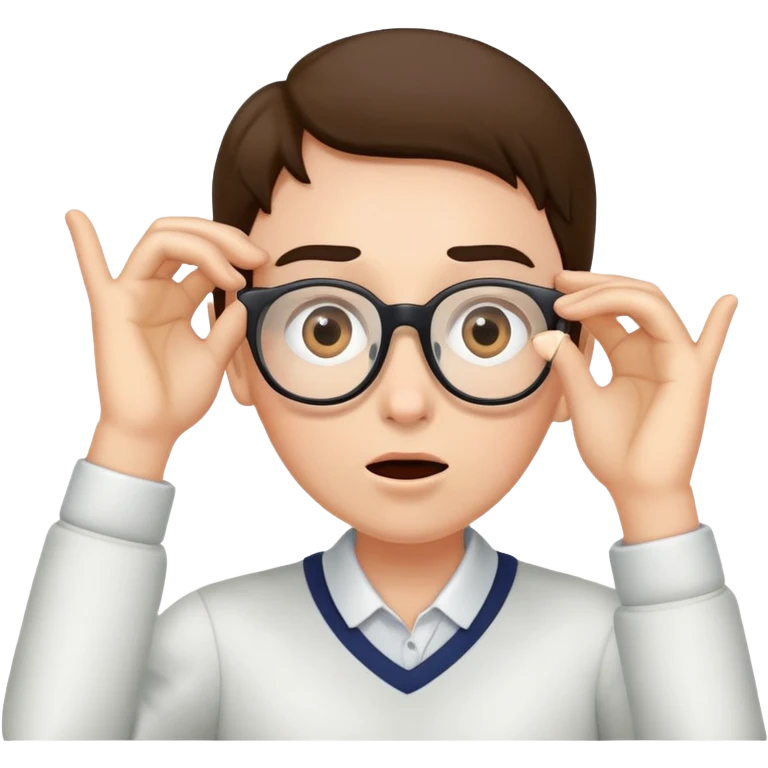 Surprised emoji with hand pulling down glasses under eyes emoji