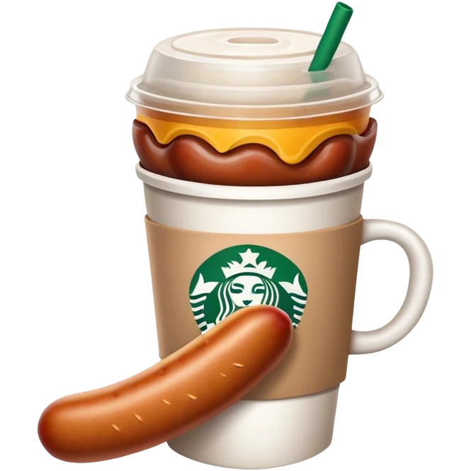 Starbucks with sausage emoji