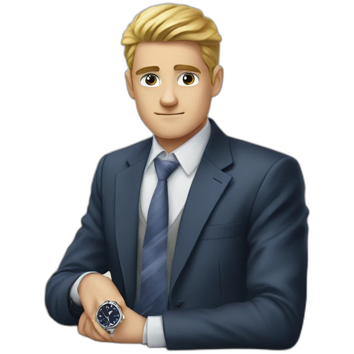 solo formal sitting suit wristwatch emoji