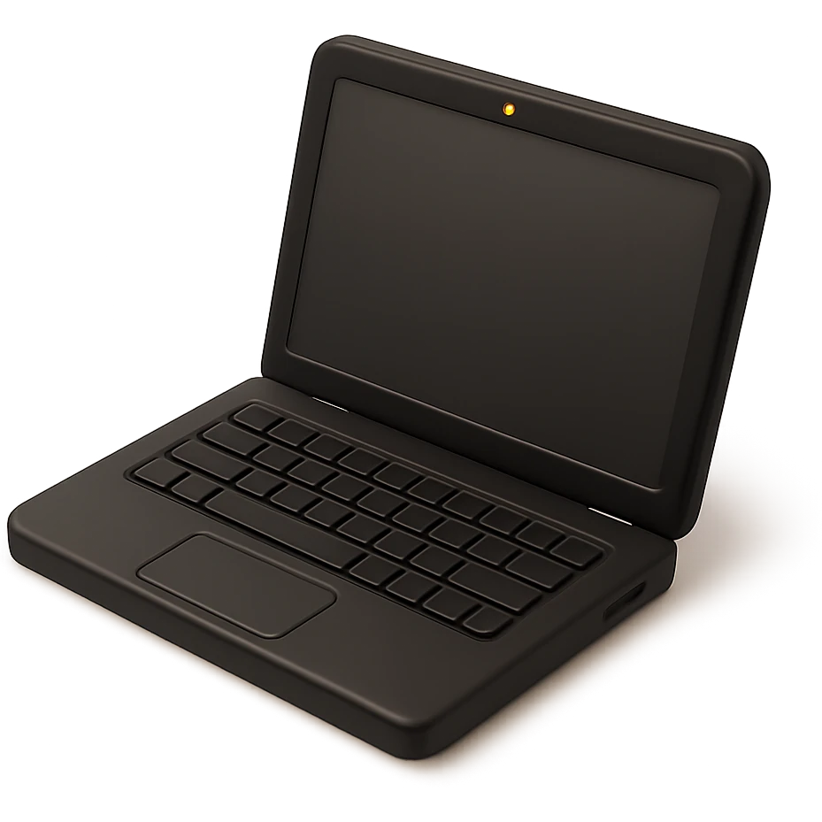 a laptop computer in 3D black style emoji