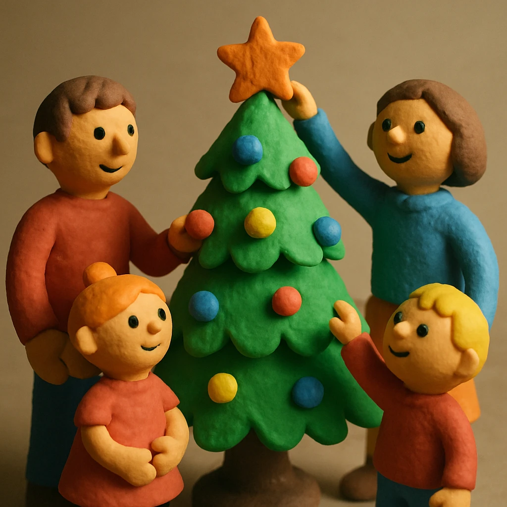people decorating a Christmas tree emoji