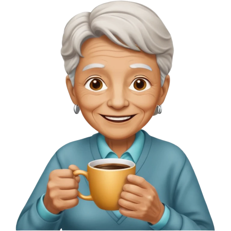 elderly with coffee emoji