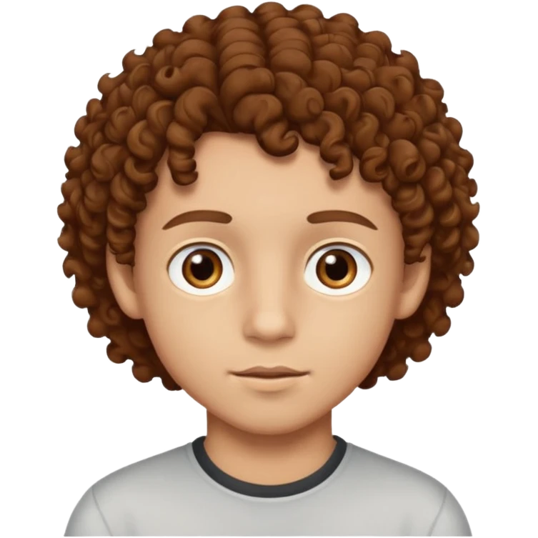 Light skinned boy with brown eyes and brown curly hair emoji