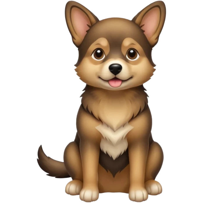 dog sitting against white background, sable colored dog in the middle emoji