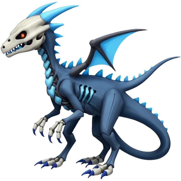 Skeletal Salandit-Marowak-Dialga-Duskull-Electrike-Fakémon-hybrid-creature (full body)  emoji