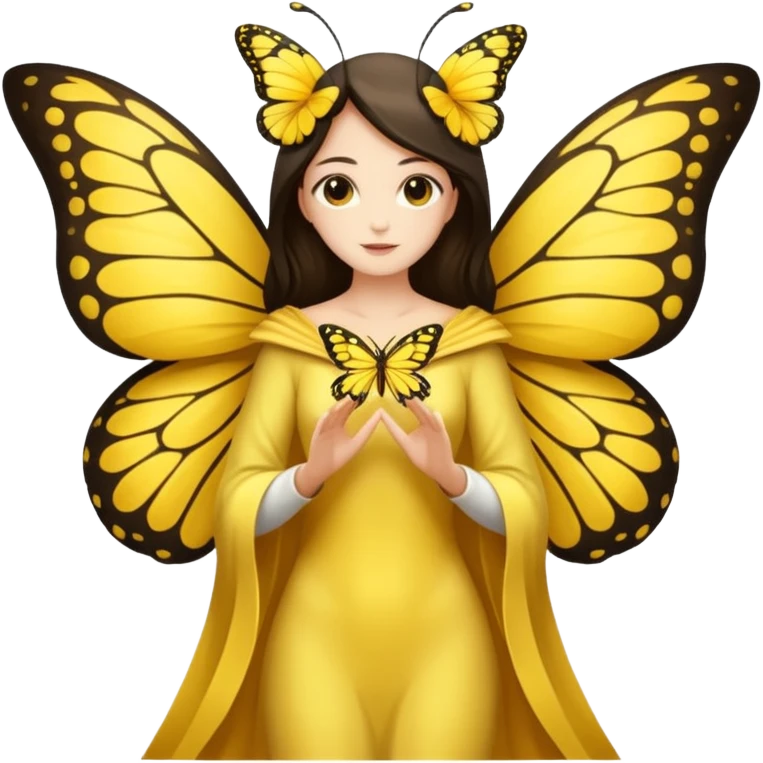 nature spirit woman dressed as butterfly herald yellow, wing sleeves spread  emoji