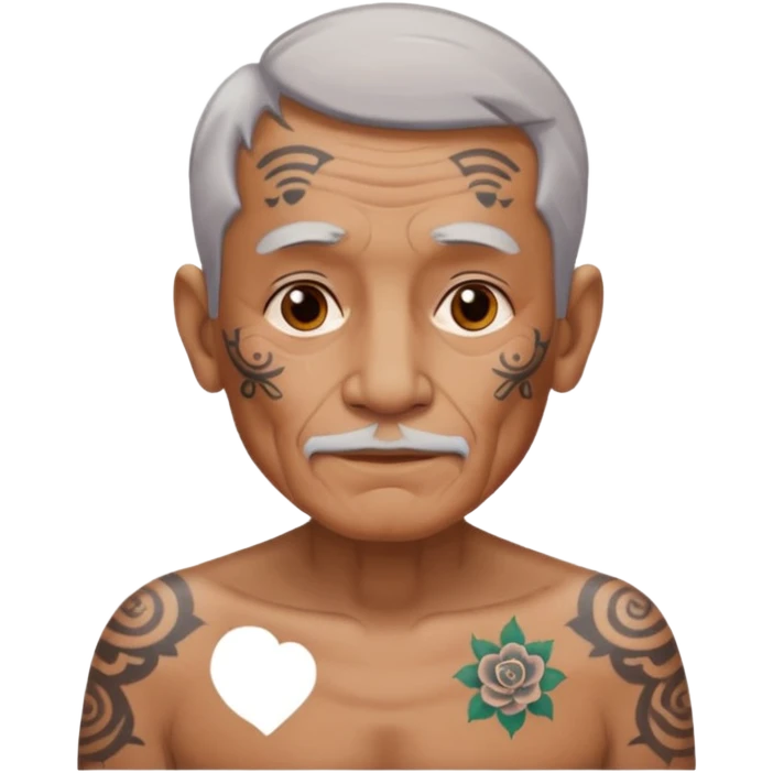 elderly man with body and face tattos emoji