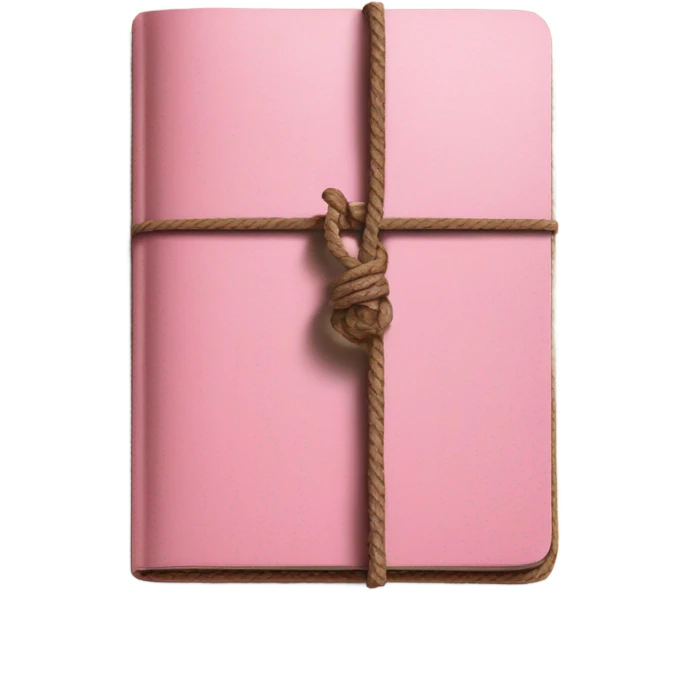 Brown travelers notebook with pink string emoji