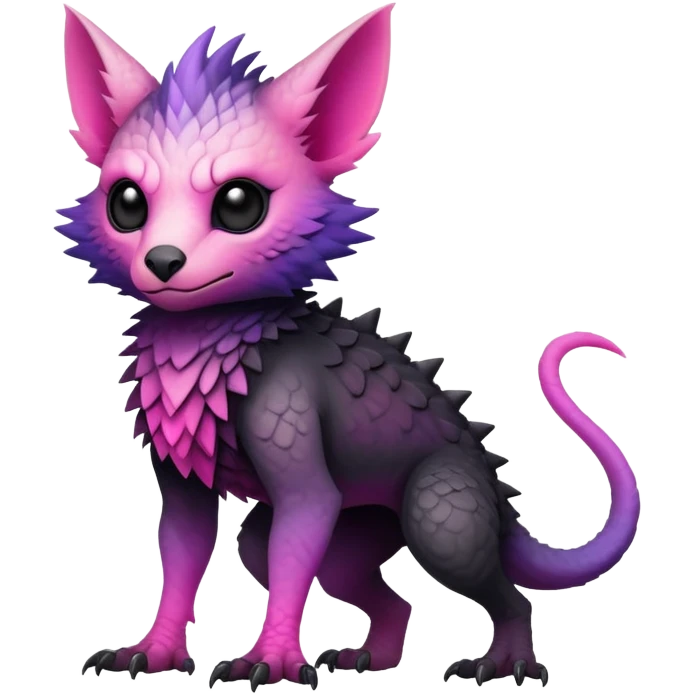 Cool Edgy Black-pink-purple-gradient badass Trico-animal-creature full body emoji