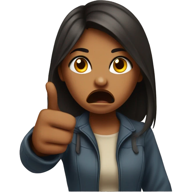 a girl pointing a finger towards someone in rAGE and anger the girl is fair emoji