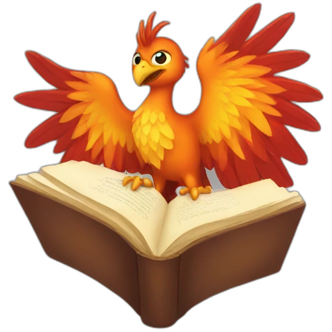 Phoenix reading a book emoji