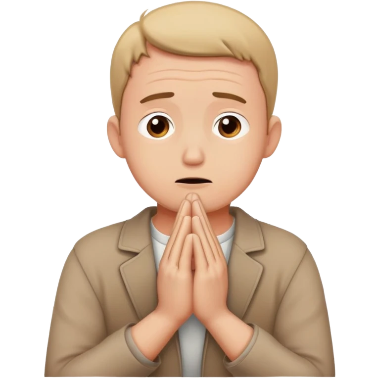 anxious man with hands clasped together in prayer position with worried expression emoji