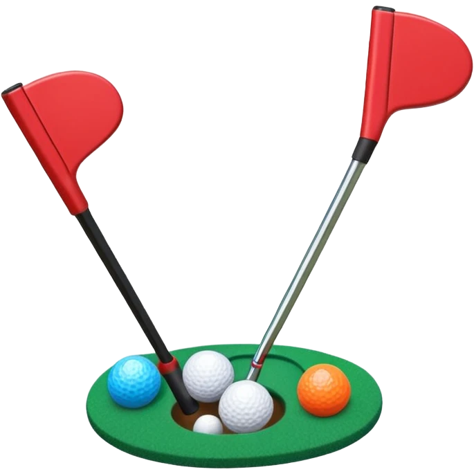 Mini golf putter clubs of 2 crossed with colorful balls emoji