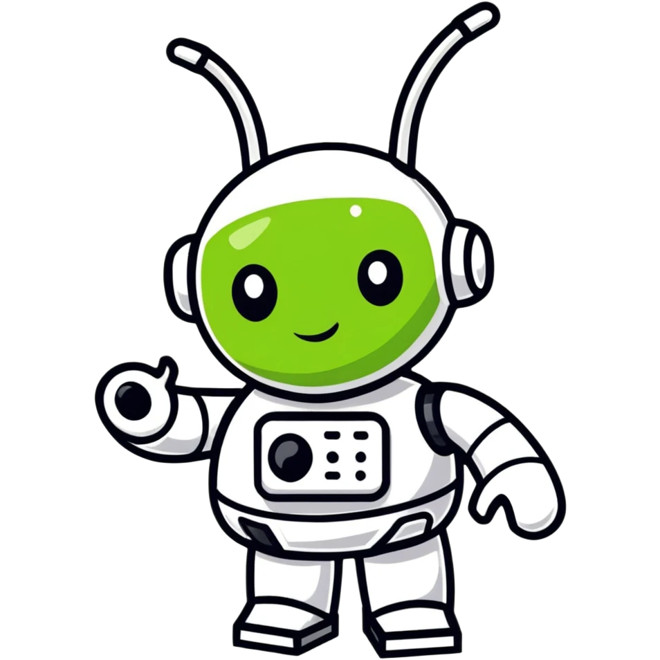Cute android robot mascot with antenna emoji