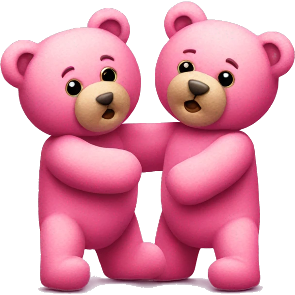 two pink teddy bears fighting tearing stuffing out emoji
