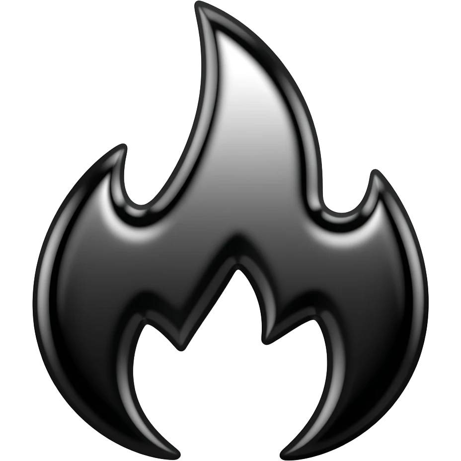 Black and high polished chrome Kuwaii fire emoji emoji