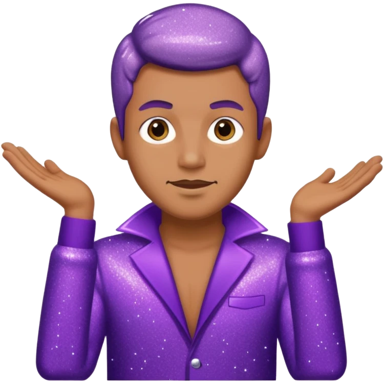man supervisor wearing glitter purple glittery clothes emoji