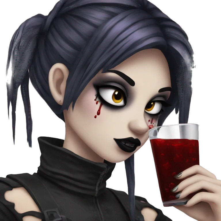 Cool goth girl drinking blood emoji