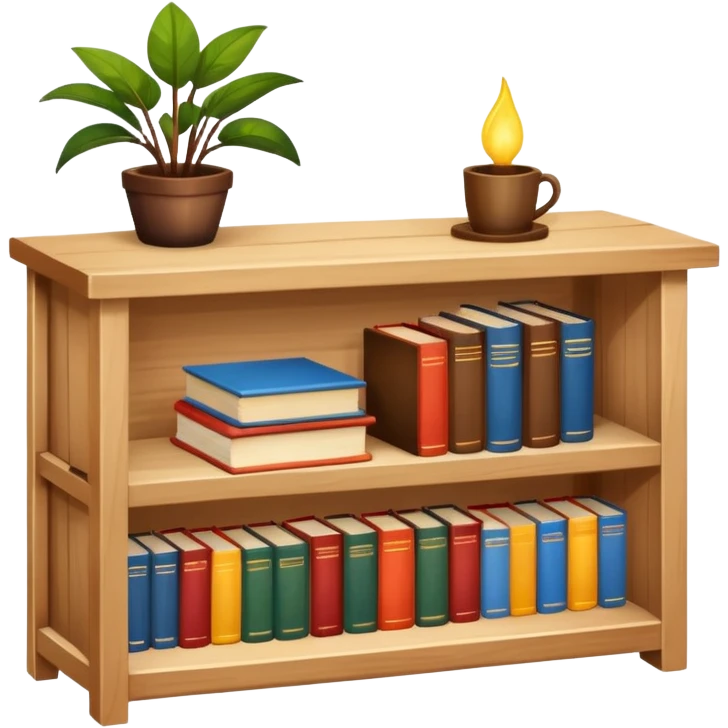 a small light wooden table bookshelf storage emoji