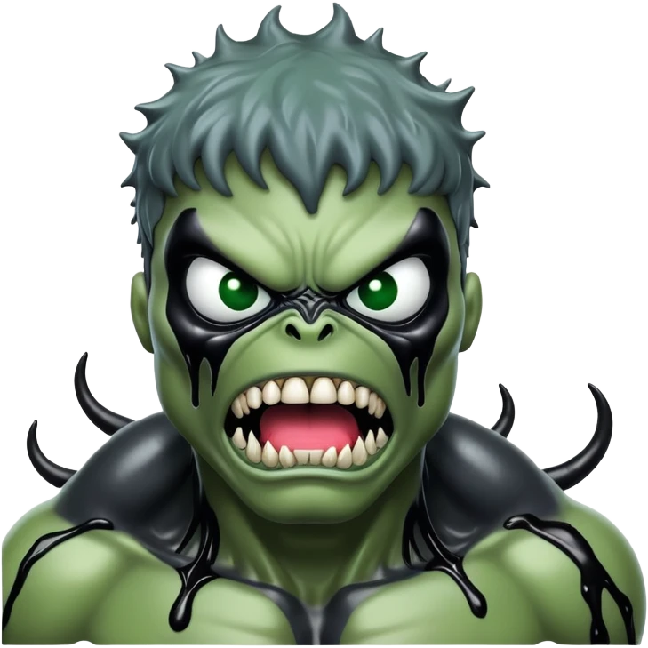 Symbiote-infected Hulk, green monster covered in black alien goo with white eyes emoji
