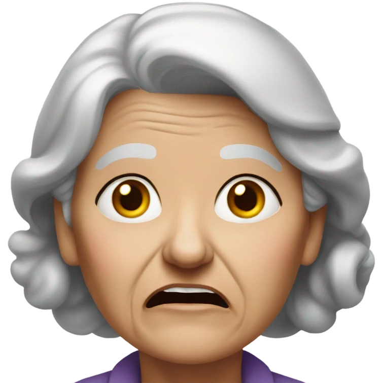 elderly woman with terrified expression emoji