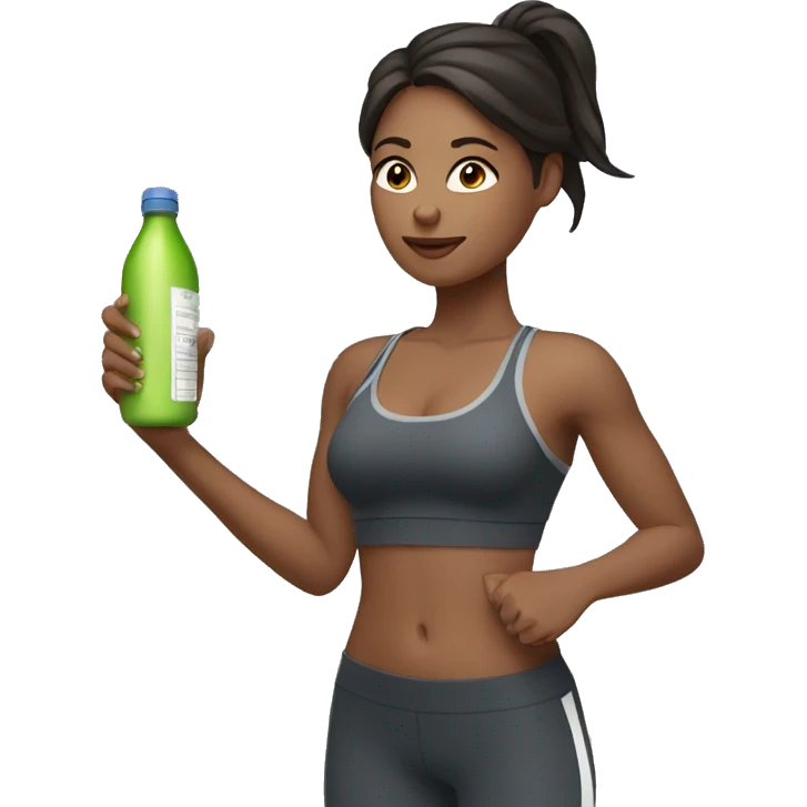 create a woman in gym clothes holding a bottle in her hand emoji
