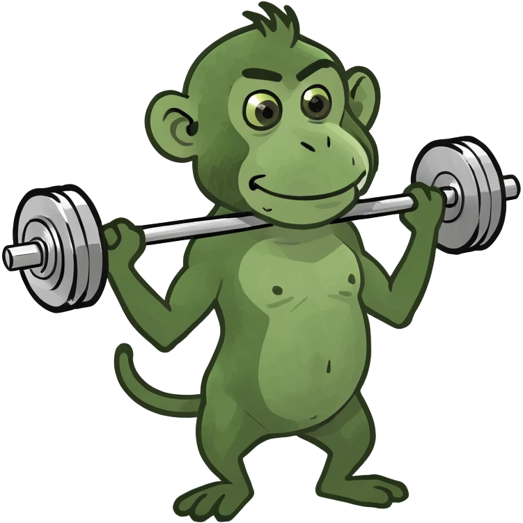 Silly monkey lifting weights emoji