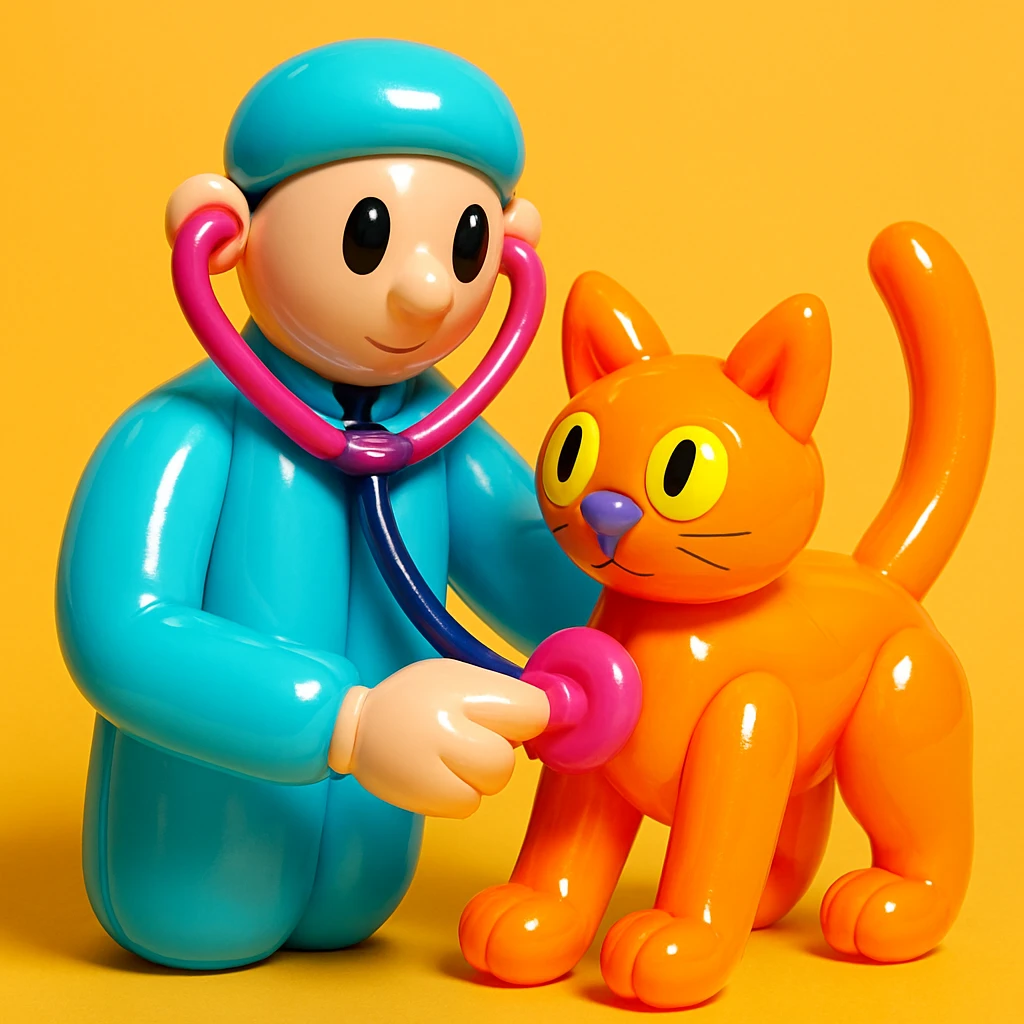 veterinarian examining a cat emoji